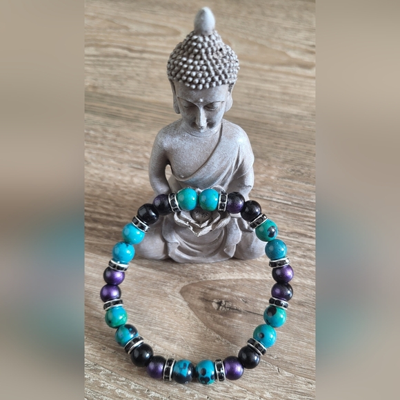Kristy's Kreations Jewelry - Turquoise and Purple Beaded Bracelet